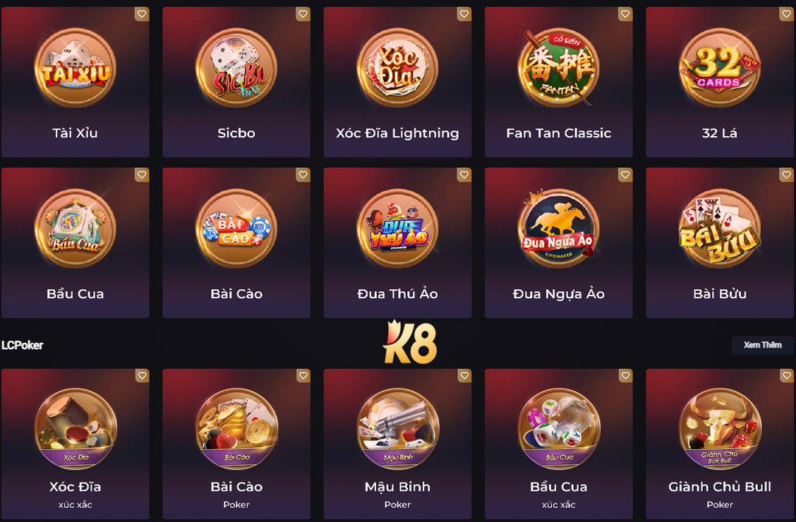 K8 | K8BET ✔️ Link đăng ký K8 chính thức mới nhất 2025 35 Đầy đủ game bài dân gian và hiện đại