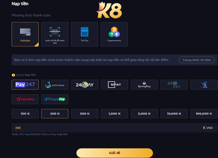K8 | K8BET ✔️ Link đăng ký K8 chính thức mới nhất 2025 37 Nhà cái hỗ trợ đa dạng phương thức gửi tiền cho khách hàng